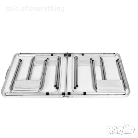 Комплект сгъваема къмпинг маса с 4 стола, регулируема височина, дизайн "куфар" в сив цвят, снимка 3 - Къмпинг мебели - 53978019