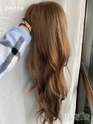 НОВА Кафява естествена перука! 100% високо качество, снимка 3 - Аксесоари за коса - 54031979
