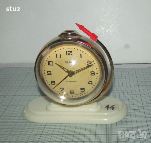 Будилник Слава "Спутник" (No:14), снимка 2 - Антикварни и старинни предмети - 54344617