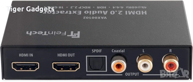 FeinTech VAX00102 HDMI 2.0 Audio Extractor – 4K HDR с ARC функция, снимка 2 - Части и Платки - 53976804
