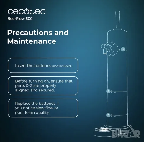 портативен диспенсър за бира Cecotec Beerflow 500, снимка 4 - Други - 55501716