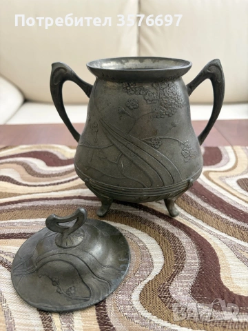 Захарница в стил Art Nouveau , снимка 4 - Антикварни и старинни предмети - 55111593