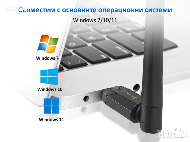 USB WiFi 6 Адаптер 286Mbps 2.4GHz 802.11ax Безжичен Приемник за Лаптоп Компютър Windows Linux, снимка 6 - Други - 55012923