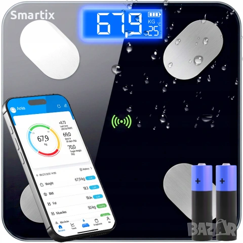 Смарт Bluetooth кантар 180 кг с приложение за телефон