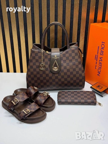 Louis Vuitton Нов Дамски Комплект Чехли Чанта Луи Витон Различни Модели , снимка 4 - Чехли - 55030831