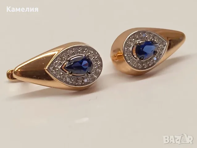 Руско злато. Обеци с брилианти. , снимка 4 - Обеци - 55435380