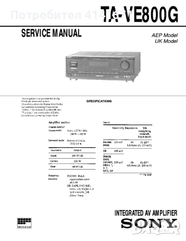 Продавам ресивър sony ta-ve800g, снимка 2 - Аудиосистеми - 54580251