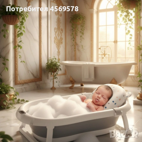 👶Сгъваема бебешка вана с термометър и възглавница!🛁, снимка 3 - Други - 54477756