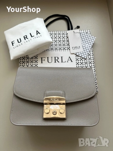 Дамска чанта Furla Metropolis 21см в сив цвят