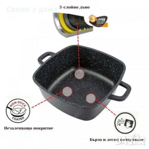 Комплект тенджери – Cheffinger от 3 части с мраморно покритие и капаци + подарък 2 ръкавици, снимка 6 - Съдове за готвене - 54170892