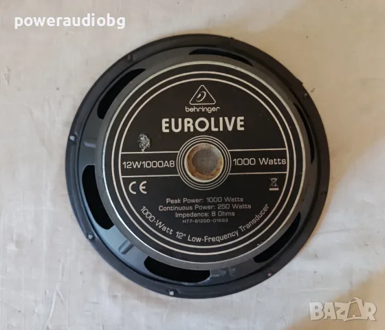 Профи 12 инча говорител Behringer 12W1000A8 - 8 OHM - 1бр., снимка 2 - Тонколони - 55382238