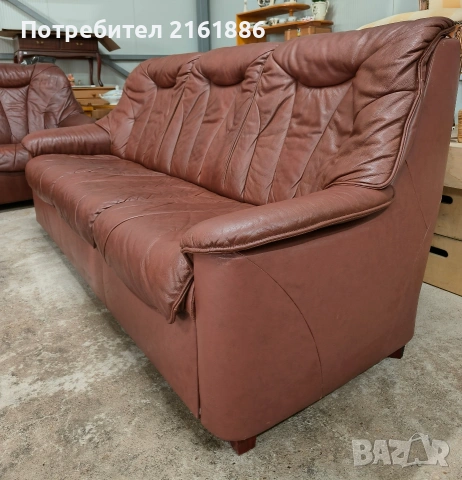 Диван тройка от естествена кожа , снимка 5 - Дивани и мека мебел - 53976339