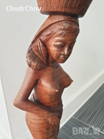 40см ръчна дърворезба статуетка/еротика/азиатска дървена скулптура/фигура на полугола жена, снимка 8 - Статуетки - 54091520
