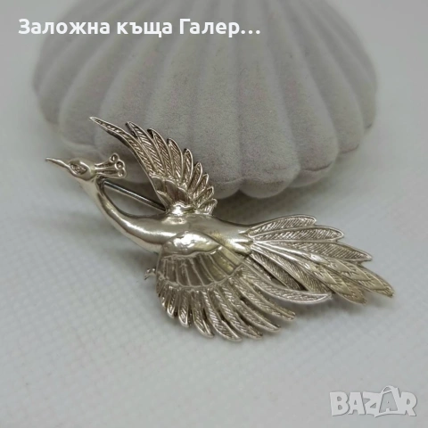 Винтидж сребърна брошка 925 „Птица Феникс“ – 6,24 г
