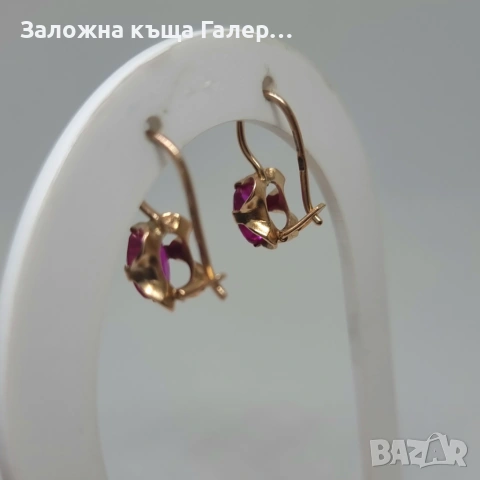 Златни обеци – съветско злато, проба 583, 2,83 гр, снимка 2 - Обеци - 54681801