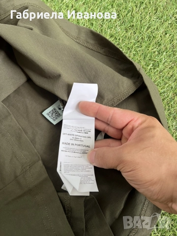Мъжка тениска Off-White Olive Green | Размер L | Отлично състояние, снимка 8 - Тениски - 55508218