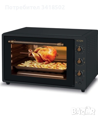 Чисто нова мини фурна ICQN 60L, 2000W, конвекция и грил – ретро дизайн