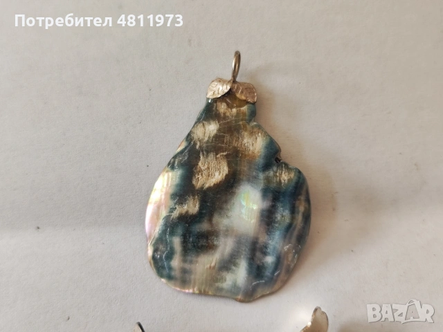 Медальон и обеци сребро с кралски седеф, снимка 3 - Обеци - 54376140