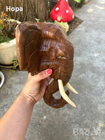 Слонска глава за стена от тиково дърво, снимка 4 - Декорация за дома - 50792048