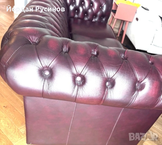 Честърфийлд кожен диван Chesterfield ОРИГИНАЛЕН, снимка 3 - Дивани и мека мебел - 55139189