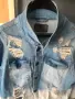 ХИТ Мъжко/Унисекс дънково яке Streetwear Накъсан дизайн | Като ново!, снимка 9