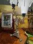 Уникална барокова лампа от 20 те години на миналия век.Направена е от антикварен свещник с абажурu, снимка 5