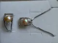 Красив сребърен комплект с естествена перла колие и пръстен , снимка 1