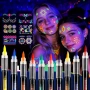 Нови Светещи UV бои за лице и тяло 10 маркера неон рейв фестивал парти, снимка 1