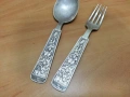 стари посребрени прибори за хранене вилица и лъжица , снимка 2