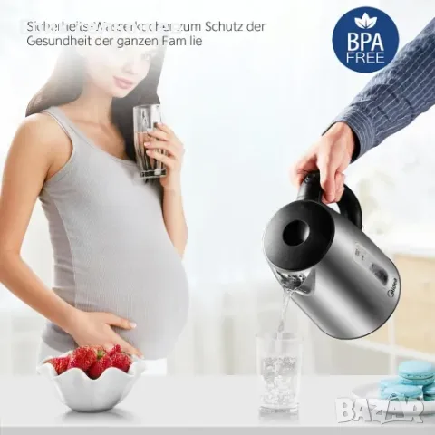Midea MKE17M1ADS Електрическа кана 1.7L 2200W от неръждаема стомана, снимка 2 - Кани - 55421618