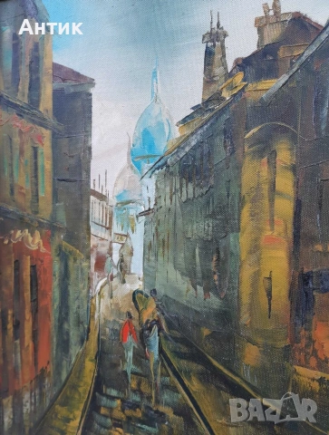 Красива Стара Картина Живопис Маслени Бои на Платно , снимка 7 - Картини - 54005129