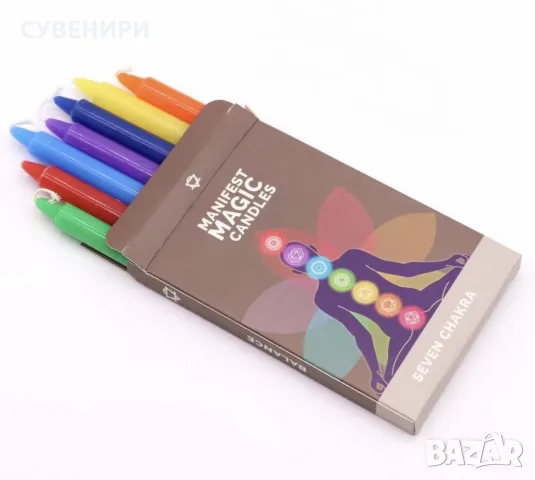 Свещи за манифест на седемте чакри (пакет от 7), снимка 2 - Други - 55595777