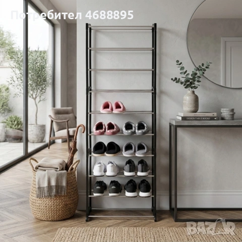 Метален органайзер за обувки XXL, 10 нива, за 30 чифта