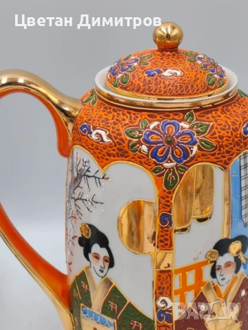 Satsuma Japan японски порцеланов сервиз за кафе,  „Lithophane Geisha“, снимка 15 - Сервизи - 54374782