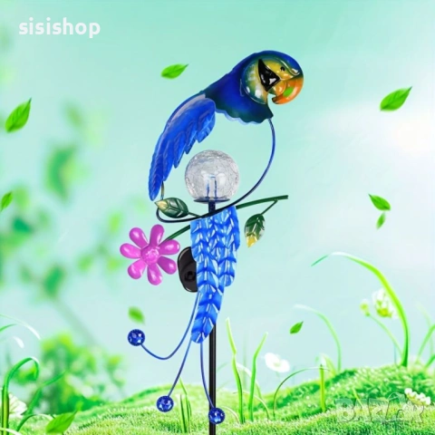 Екзотичен светещ папагал със соларен панел и лесен монтаж – Градинска декорация 4473, снимка 4 - Соларни лампи - 53978049