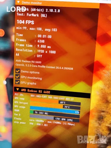 Видеокарта RX 6600 8GB Sapphire Pulse AMD, снимка 6 - Видеокарти - 55690619