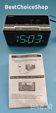 iTOMA Bluetooth Будилник Стерео Колонка FM Радио Двоен Будилник USB Зарядно, снимка 8 - Друга електроника - 54358639