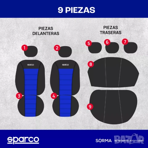 Тапицерия за седалки Sparco, снимка 8 - Аксесоари и консумативи - 55125782