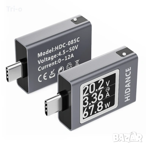 13 в 1 DC 4.5-50V 0-12A Измервател на текущо напрежение, амперметър, волтметър PD3.1, снимка 9 - USB кабели - 54437125