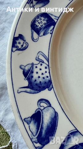 Винтидж английска чиния за предястие/десерт EIT / Pier 1 (Blue Teapots) , снимка 3 - Чинии - 55124275