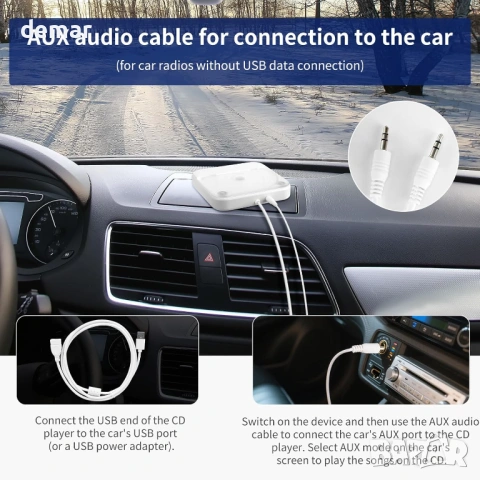 Външен преносим CD плейър за кола – Plug & Play USB/AUX CD устройство, снимка 4 - Други - 54690303
