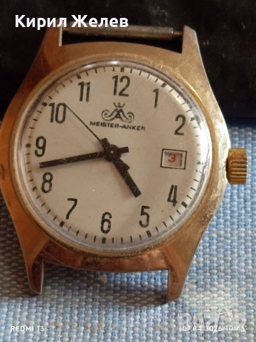 Стар механичен часовник MEISTER ANKER DDR позлатен рядък за КОЛЕКЦИЯ 54358, снимка 6 - Антикварни и старинни предмети - 54119120