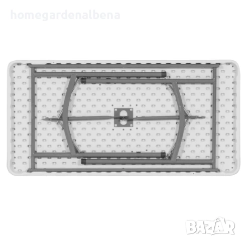 Сгъваема маса 122 см – бял HDPE плот и стоманена рамка за градина, тераса и събития, снимка 6 - Маси - 54633930