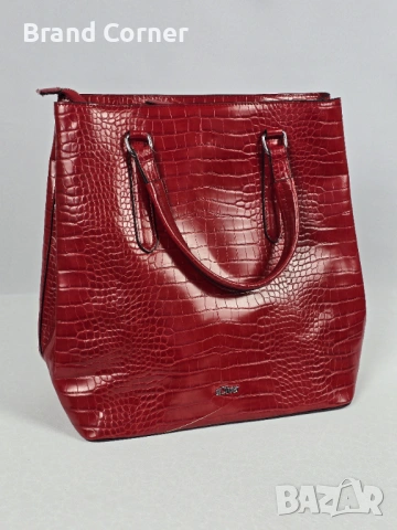 Нова дамска чанта s.Oliver в червено с кроко ефект