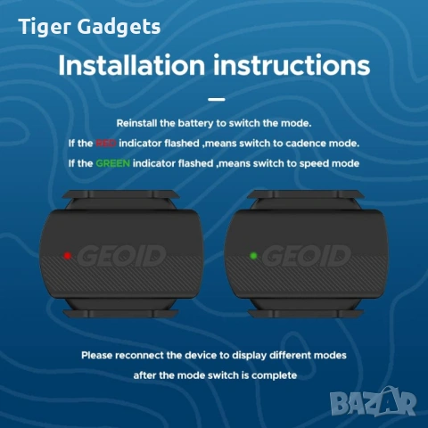 Сензор за скорост и каданс Geoid CS600 за велосипед, ANT+ и Bluetooth, снимка 6 - Аксесоари за велосипеди - 54868181
