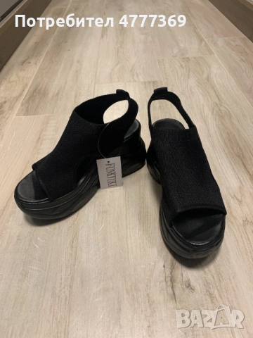 Спортни летни черни сандали от плат на платформа НОВИ, снимка 5 - Сандали - 54185238