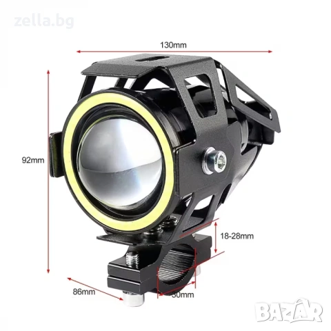 LED прожектор за мотоциклет U7 Angel Eyes 15W 3000lm 12-85V – Универсален фар за мотор, ATV 10116, снимка 15 - Друга електроника - 54658345