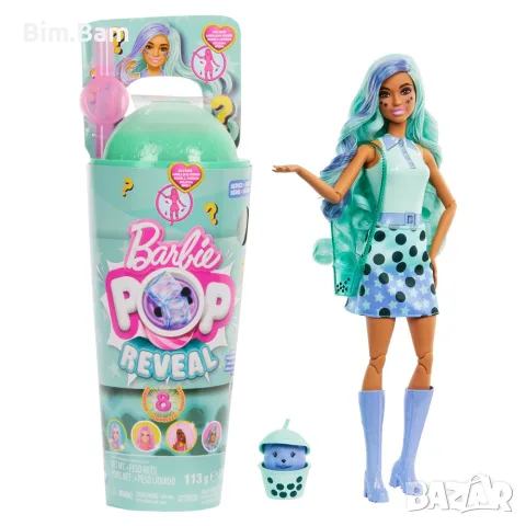 Оригинална ароматизирана кукла в чаша Barbie® Pop Reveal™ Green tea / Berry Bubble 