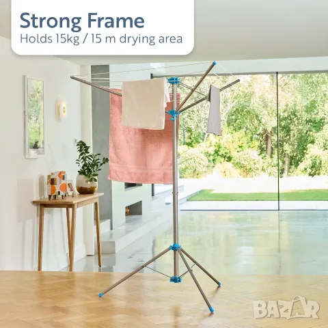 Преносим Въртящ се Сушилник за Дрехи Minky Freestanding Rotary Airer 15m за Тераса и Къмпинг, снимка 6 - Сушилни - 55382488