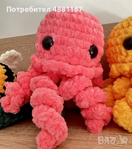 Плетена играчка Медуза - ръчна изработка, амигуруми, снимка 6 - Плюшени играчки - 55228360
